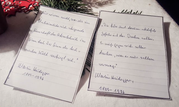 Christmas cards with Heidegger quotes